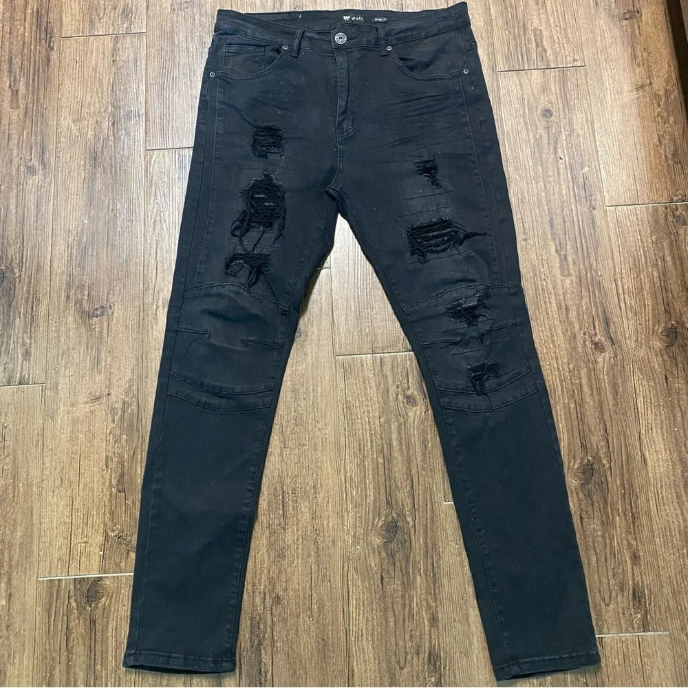 Men's Distressed Black Jeans 36x32 skinny